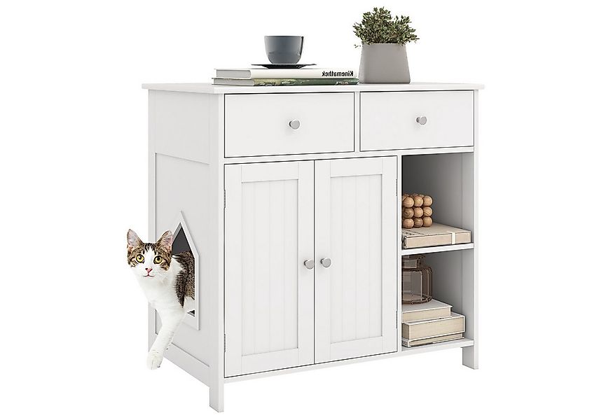 KOMFOTTEU Katzentoilette, Katzenschrank für Katzentoilette, mit 2 Schublade günstig online kaufen