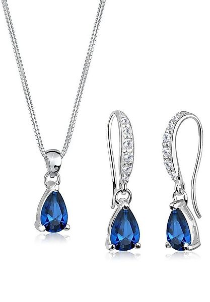 Elli Schmuckset Tropfen Zirkonia Synthetischer Saphir Blau 925 Sterling Sil günstig online kaufen