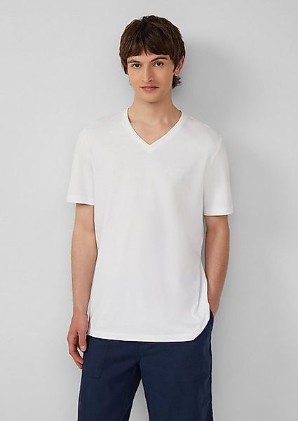 s.Oliver Kurzarmshirt Jersey-T-Shirt mit V-Ausschnitt und Logo Logo günstig online kaufen