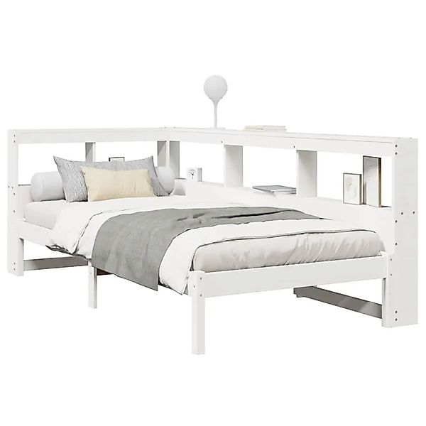 vidaXL Massivholzbett mit Regal ohne Matratze Weiß 100x200 cm Kiefer 332432 günstig online kaufen