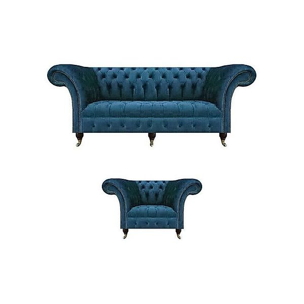 JVmoebel Chesterfield-Sofa Chester Luxus Set 2tlg Dreisitze Sofa Komplett S günstig online kaufen