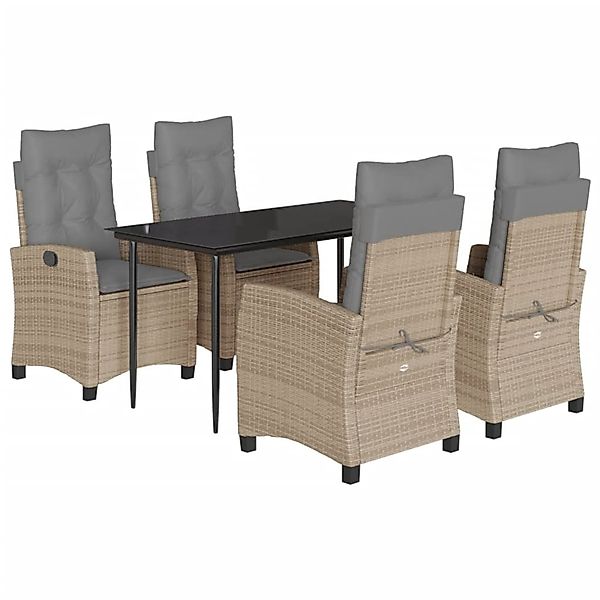 vidaXL 5-Tlg Garten-Essgruppe mit Kissen Beigemischung Poly Rattan 3212825 günstig online kaufen