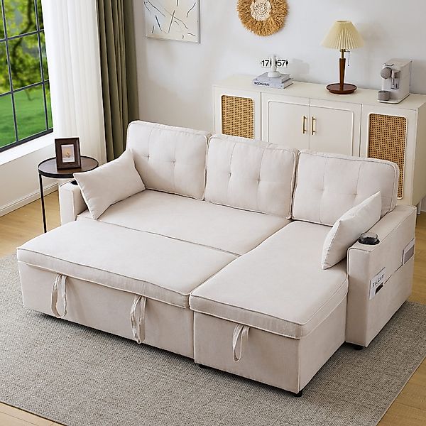 Merax Ecksofa L-Form, Loungesessel mit Schlaffunktion, günstig online kaufen