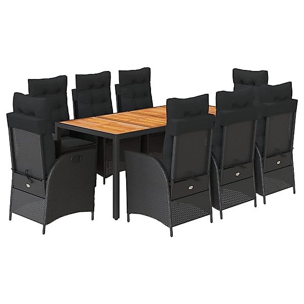 vidaXL 9-Tlg Garten-Essgruppe mit Kissen Schwarz Poly Rattan 3213101 günstig online kaufen