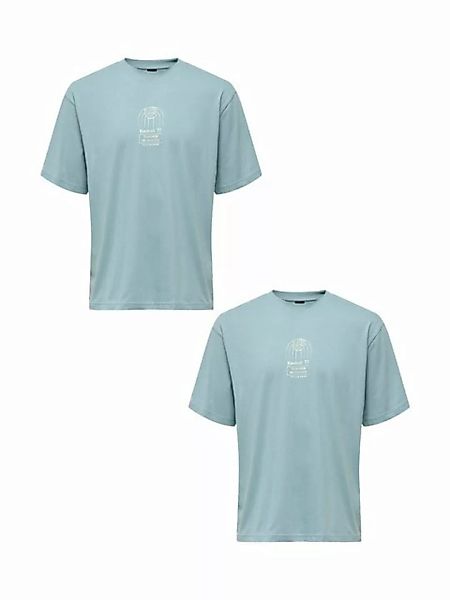 ONLY & SONS T-Shirt T-Shirt 2er-Set Rundhals Kurzarm (1-tlg) 7638 in Blau-2 günstig online kaufen