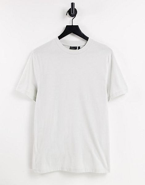 ASOS DESIGN – T-Shirt aus Bio-Material in Hellgrau mit Rundhalsausschnitt günstig online kaufen