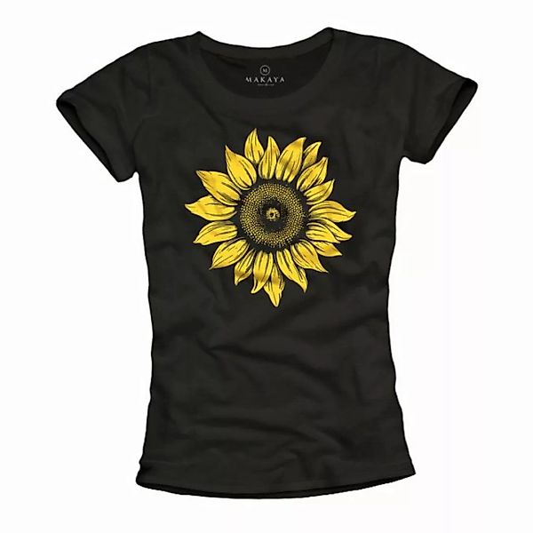 MAKAYA Print-Shirt Damen Sonnenblume Blume Druck Floral Sunflower Hippie Mo günstig online kaufen