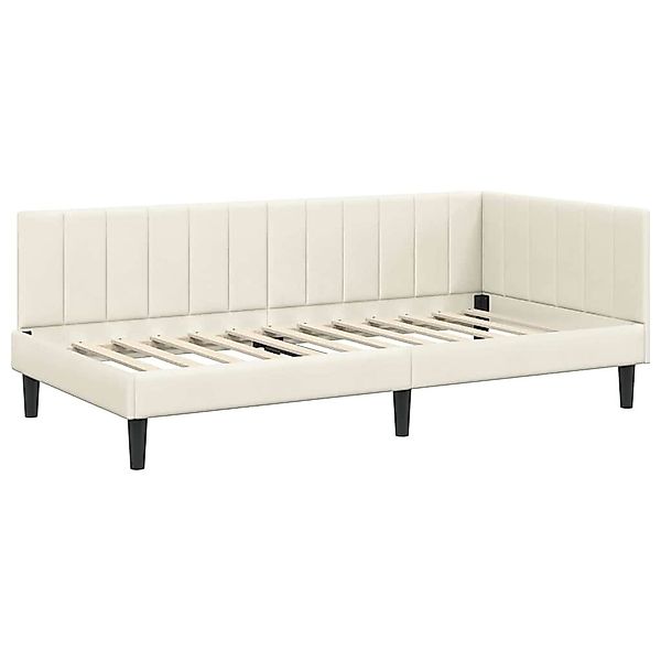 vidaXL Bett Eckbettgestell mit Kopfteil Creme günstig online kaufen