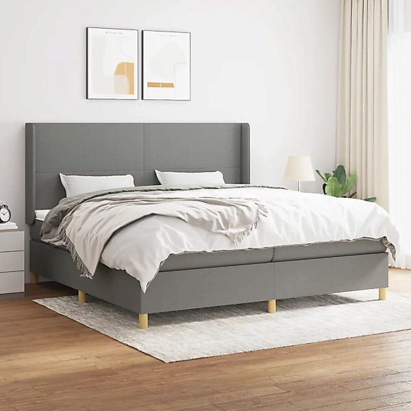 vidaXL Boxspringbett Boxspringbett mit Matratze Dunkelgrau 200x200 cm Stoff günstig online kaufen