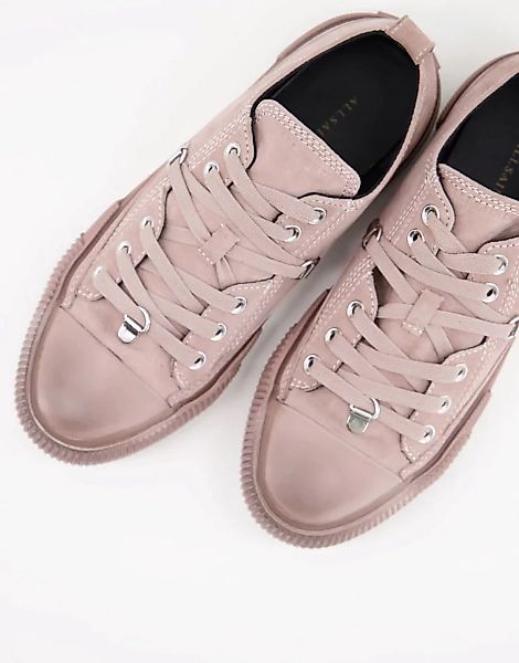 AllSaints – Jazmin – Sneaker mit niedrigem Schaft und Schnürung aus Wildled günstig online kaufen