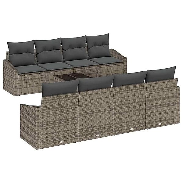 vidaXL Sofa Set mit Kissen 9-Tlg Grau Poly-Rattan 3346649 günstig online kaufen