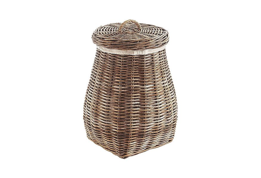 Kobolo Wäschekorb Wäschebehälter rund - Rattan kubu grey mit Deckel günstig online kaufen