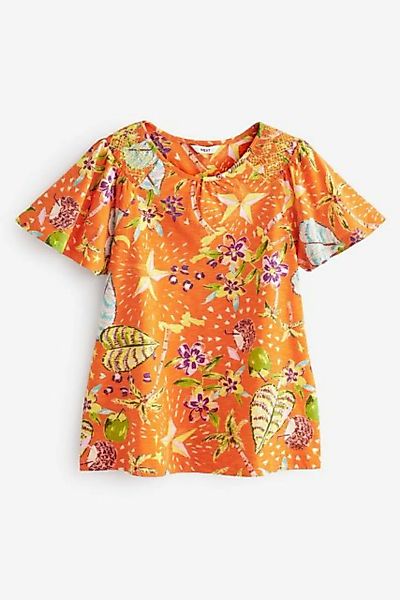 Next T-Shirt Gesmoktes Kurzarm-Top mit rundem Ausschnitt (1-tlg) günstig online kaufen