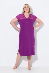 Ulla Popken Nachthemd Nachthemd Spitze V-Ausschnitt günstig online kaufen