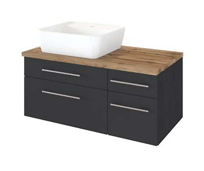 Waschtisch 90 inkl Keramik-Aufsatzbecken links 4 Auszügen Davos von Held Mö günstig online kaufen