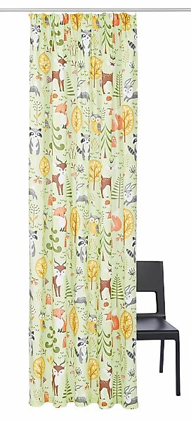 my home Gardine "Waldtiere" Kräuselband 1 Stk. tlg. Kindergardine, einseiti günstig online kaufen