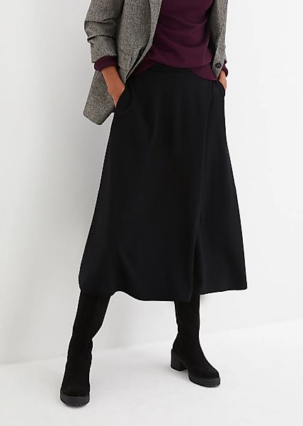 bonprix Midirock aus weichem Materialmix, ausgestellte Passform günstig online kaufen