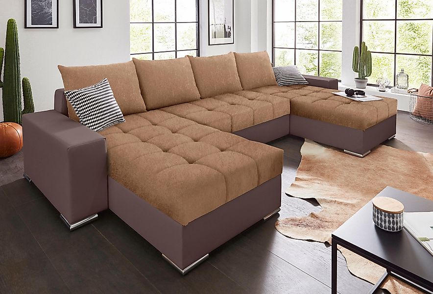 COLLECTION AB Wohnlandschaft »Josy XL U-Form, Breite: 313 cm« mit Bettfunkt günstig online kaufen