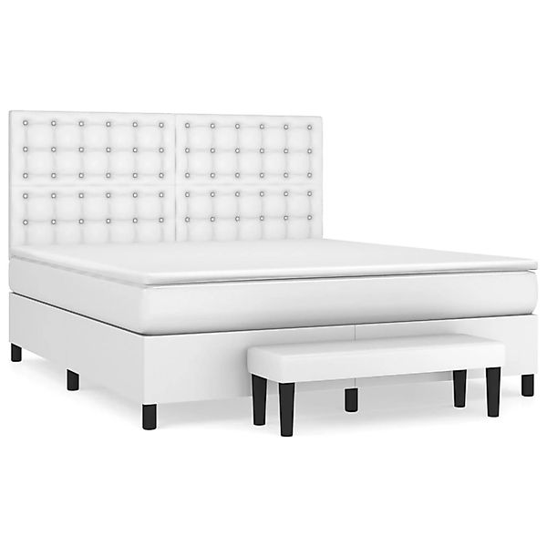 vidaXL Boxspringbett mit Matratze Weiß 160x200 cm Kunstleder 3137672 günstig online kaufen