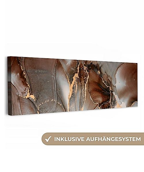 OneMillionCanvasses® Leinwandbild Panorama Grau - Gold - Marmor - Marmoropt günstig online kaufen
