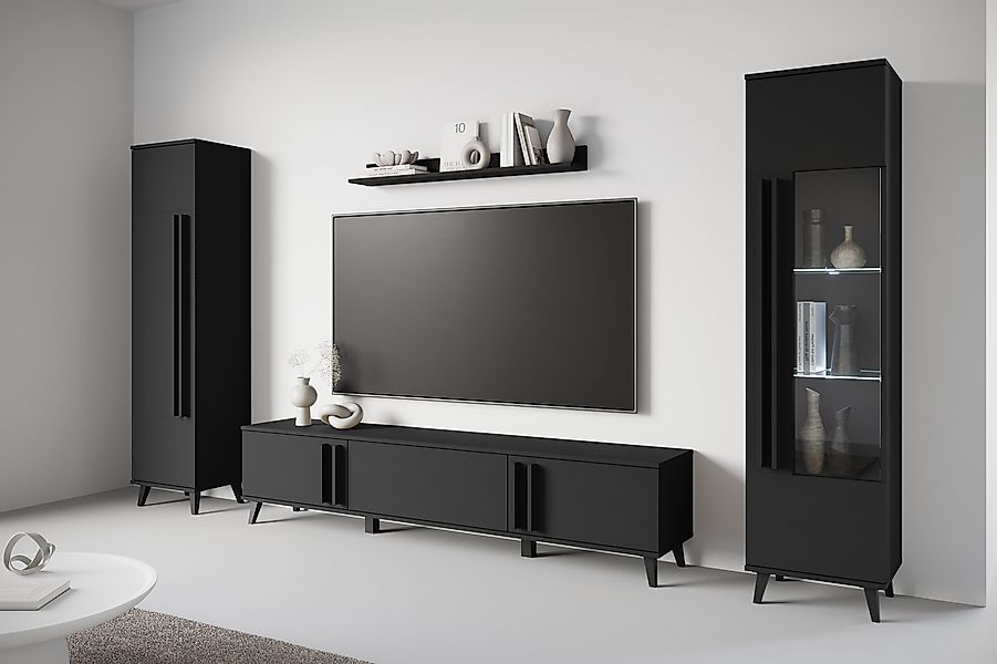 INOSIGN Wohnwand "Helsinki, Modernes Set mit verglaster Vitrine", (Komplett günstig online kaufen