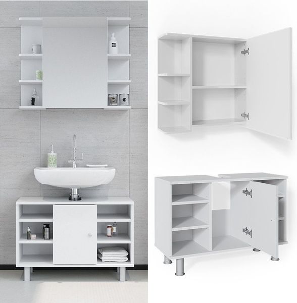 Vicco Badmöbel-Set Fynn, Weiß, 2 Teile, günstig online kaufen