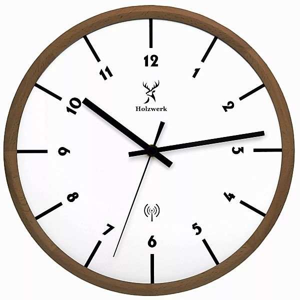 Holzwerk Funkwanduhr moderne Funk Holz Wand günstig online kaufen