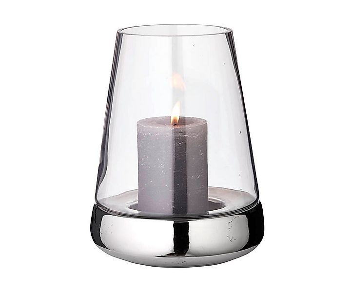 EDZARD Windlicht Bora, Glas, Silber-Optik, Laterne für Stumpenkerzen, Ø 18 günstig online kaufen