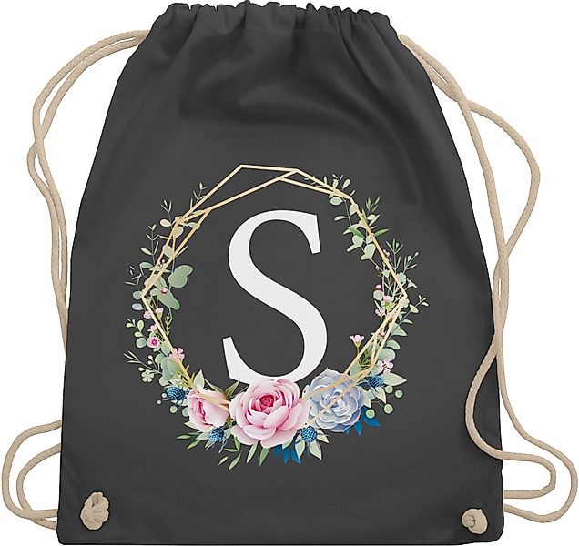 Shirtracer Turnbeutel Blumenkranz mit Buchstabe S, günstig online kaufen