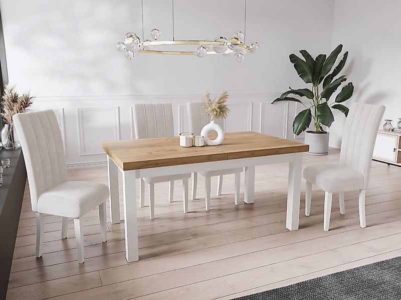WFL GROUP Esstisch Avena (5 Gr. – 120/140/160/170/200 cm ausziehbar auf 160 günstig online kaufen