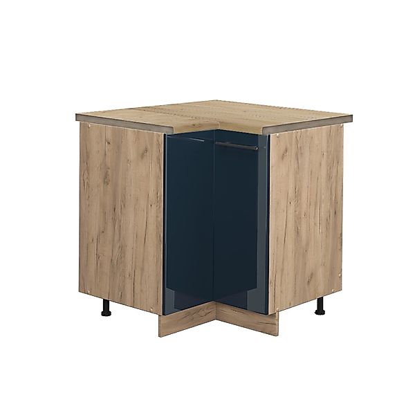 Vicco R-Line Küchenzeile Blau-Grau/Anthrazit 350 cm mit HochschrankAP Eiche günstig online kaufen