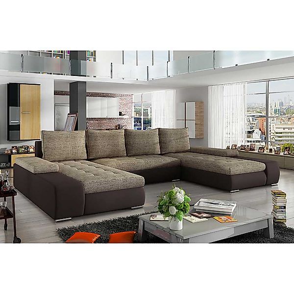 Wohnlandschaft Couchlandschaft in Braun und Beige günstig online kaufen