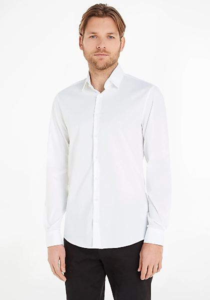 Calvin Klein "POPLIN STRETCH SLIM SHIRT" mit Kentkragen, Logoprint auf Brus günstig online kaufen