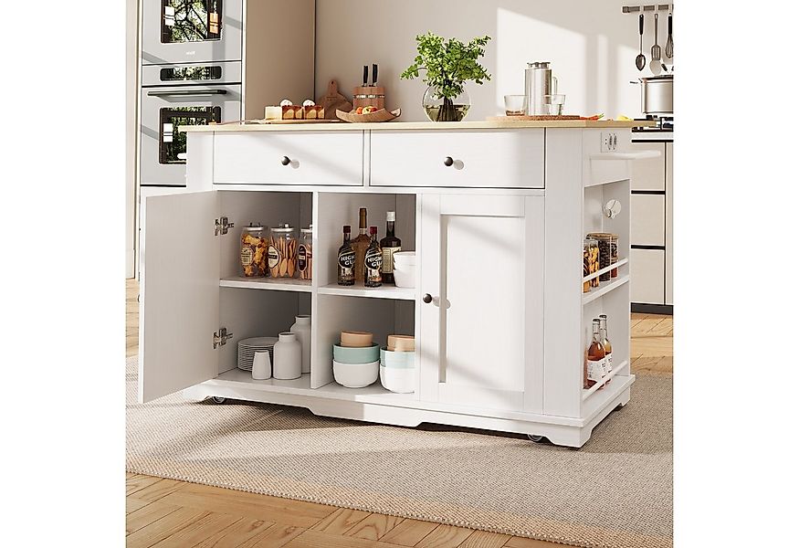 Flieks Küchenwagen mit Steckdose Kücheninsel mit klappbare Tischplatte, (1 günstig online kaufen