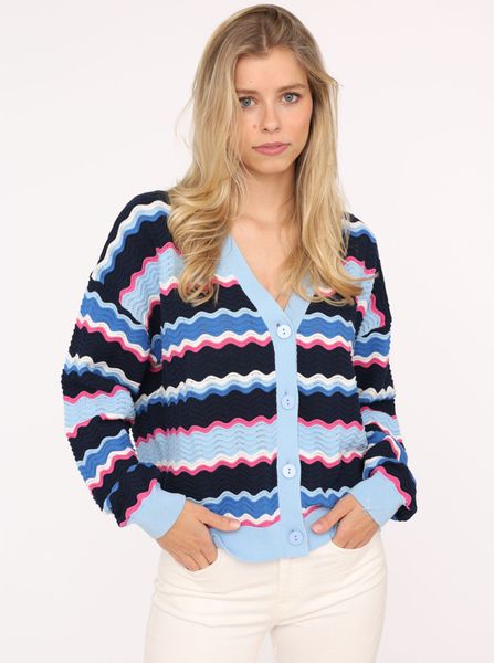 Zwillingsherz Strickjacke Wellen-Muster, Langarm, V-Ausschnitt, Baumwolle, günstig online kaufen