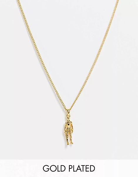 ASOS DESIGN – Schmale Halskette mit Ritter-Anhänger, mit 14 Kt vergoldet-Go günstig online kaufen