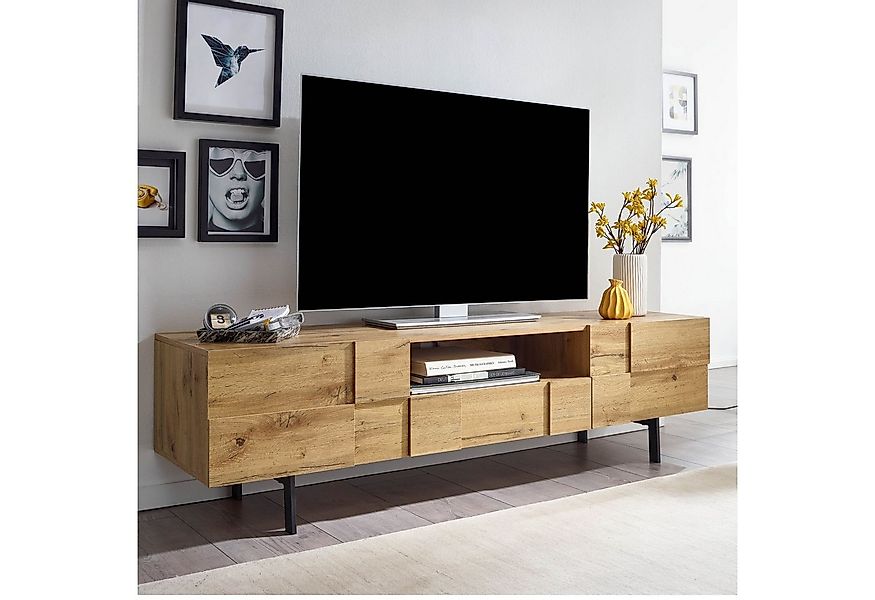 FINEBUY Lowboard FB77754 TV-Board Kommode 160cm MDF Eiche Dekor Design mit günstig online kaufen