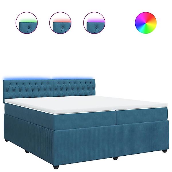 vidaXL Boxspringbett mit Matratze Blau 200x200 cm Samt 3290140 günstig online kaufen