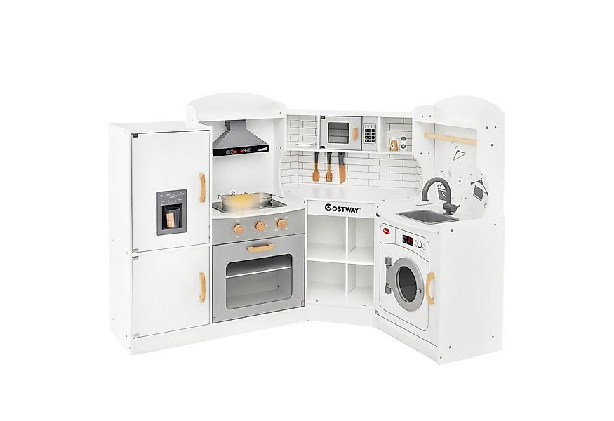 COSTWAY Spielküche Kinderküche Eck, aus Holz, ab 3 Jahren günstig online kaufen