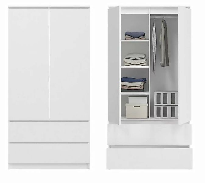 Home Collective Kleiderschrank weiß, natur 180cm Höhe 90cm Breite mit 2 Sch günstig online kaufen