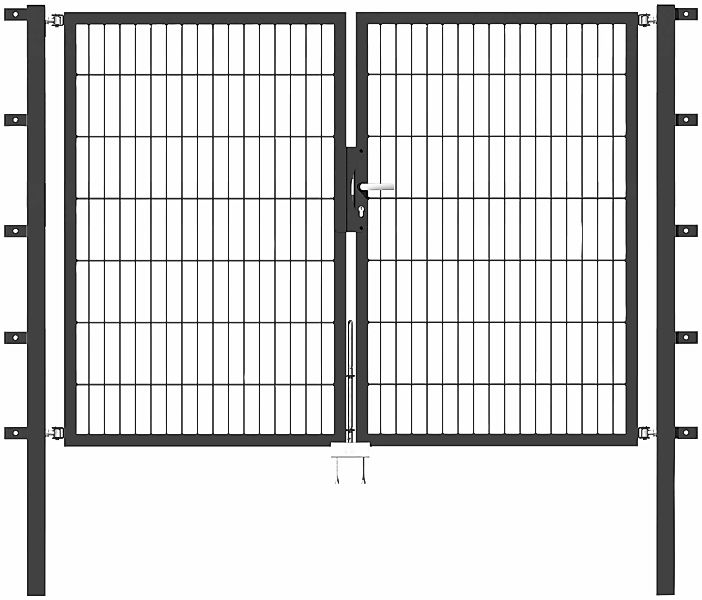 Metallzaun Doppeltor für Doppelstabmatte Grün z. Einbetonieren 80 cm x 400 günstig online kaufen