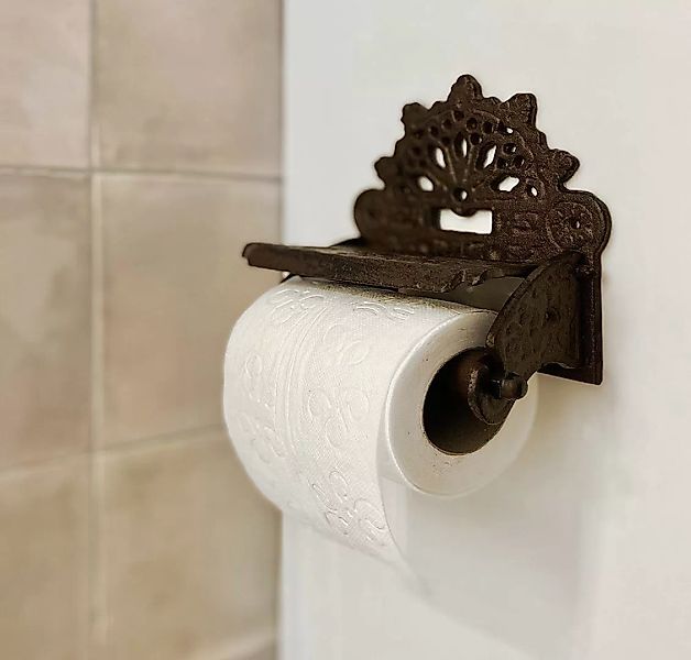 Toilettenpapierhalter Nostalgie Gusseisen Rustikal Antik-Stil Braun günstig online kaufen