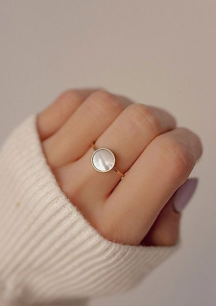 Hey Happiness Fingerring Kreis Muschel 18K Gold Roségold, Edelstahl Damen R günstig online kaufen