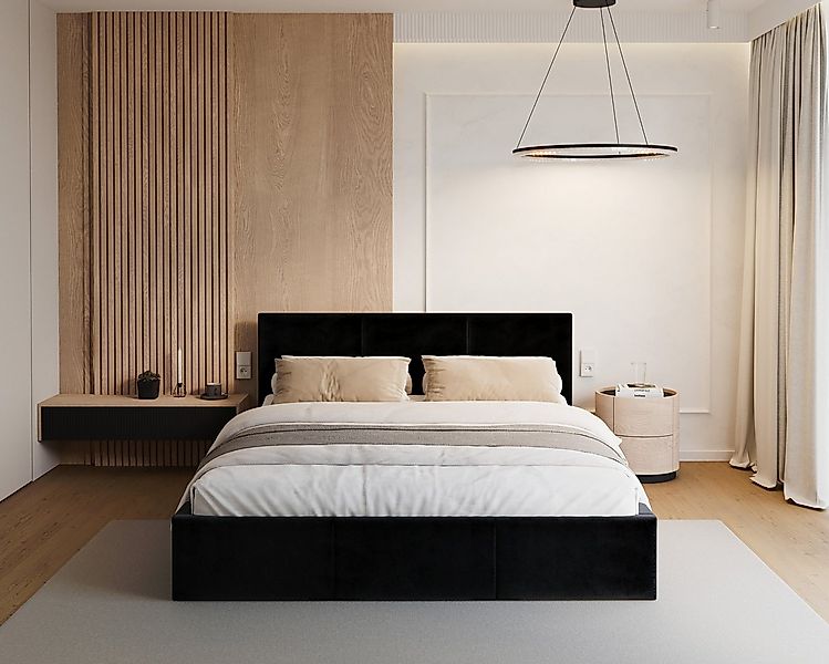 thematys Polsterbett mit Bettkasten & Lattenrost – Stauraumbett Velours 90x günstig online kaufen