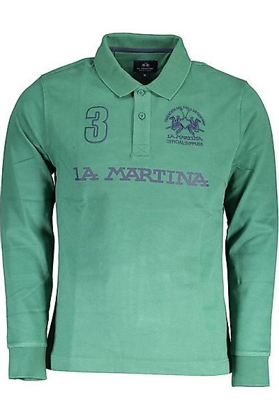 La Martina Poloshirt Herren Langarm-Poloshirt in Grün mit Stickerei und günstig online kaufen