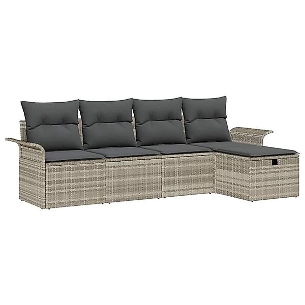 vidaXL Gartensofa-set mit Kissen 5-Tlg Hellgrau Poly-Rattan 3358861 günstig online kaufen