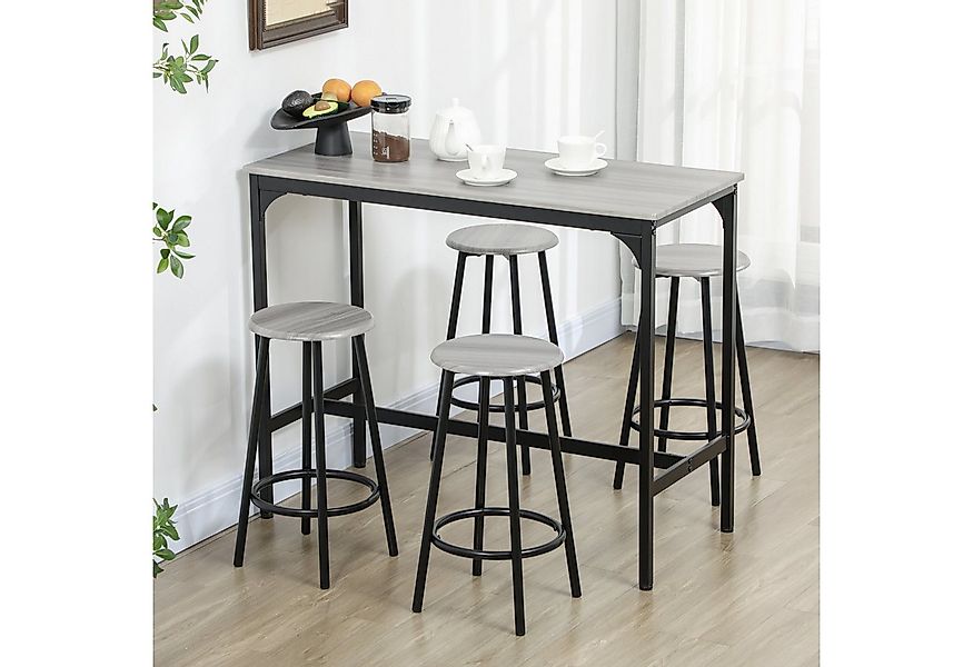 HOMCOM Bargruppe 5-tlg, mit 4 Barhocker, im Industriedesign, (Bartisch-Set, günstig online kaufen