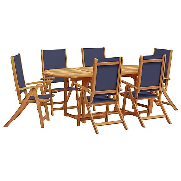vidaXL 7-Tlg Garten-Essgruppe Massivholz Akazie und Textilene 3279301 günstig online kaufen