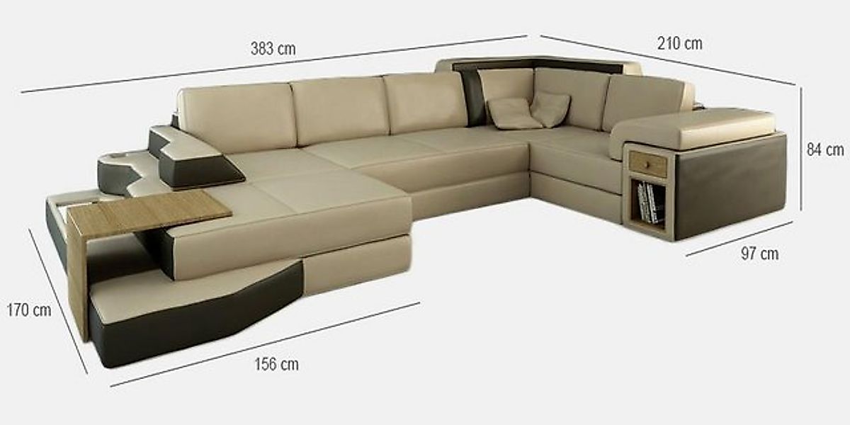 JVmoebel Ecksofa XXL Design Big Sofa mit USB Ecksofa Couch Wohlandschaft U günstig online kaufen