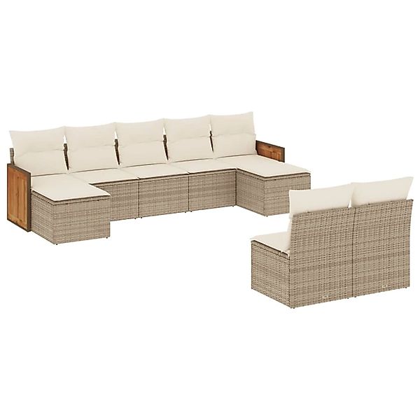 vidaXL 9-Tlg Garten-Sofagarnitur mit Kissen Beige Poly Rattan 3260455 günstig online kaufen